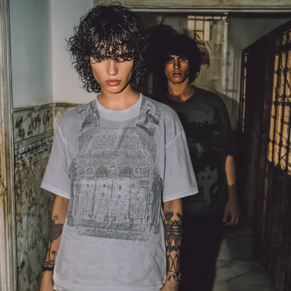 Vest grey oversized tee by ANOINTED – streetwear outdoor photo