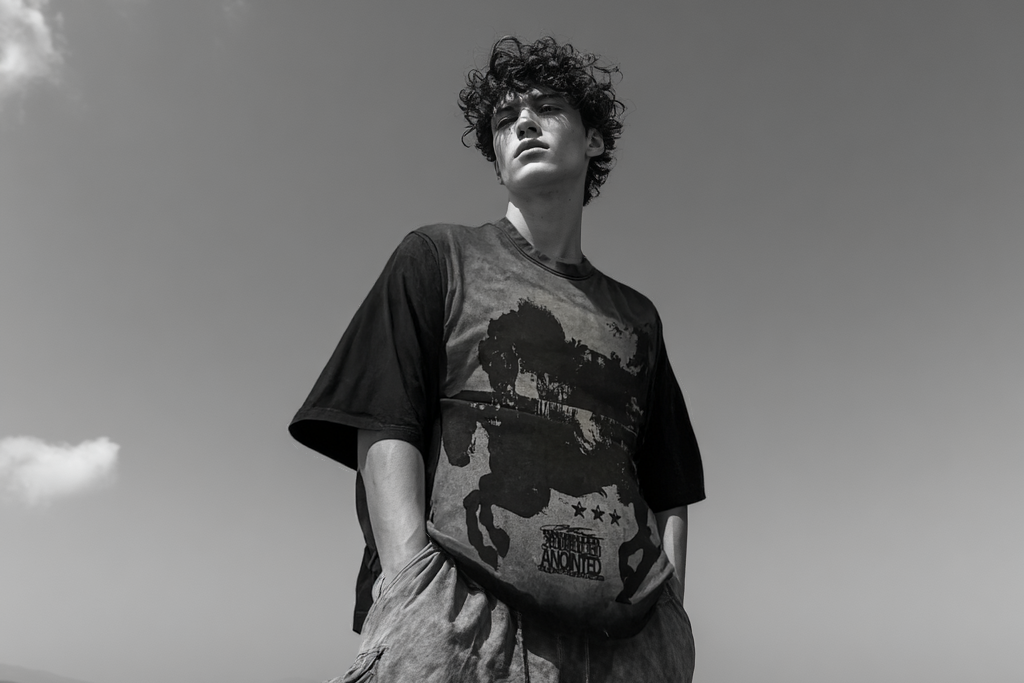 Wild West black oversized streetwear t-shirt by ANOINTED – front view