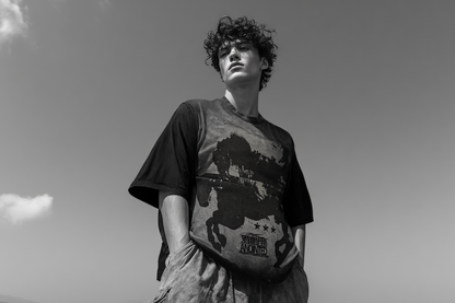 Wild West black oversized streetwear t-shirt by ANOINTED – front view