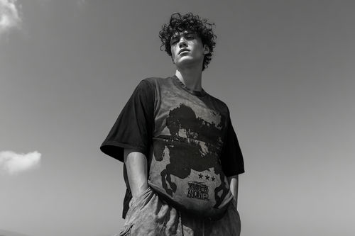 Wild West black oversized streetwear t-shirt by ANOINTED – front view